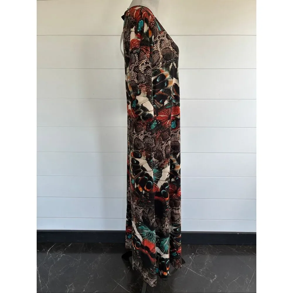 Attitudes Renee Butterfly Snake Jersey Elbow Sleeve Maxi Dress New  Sz XL - Picture 4 of 10